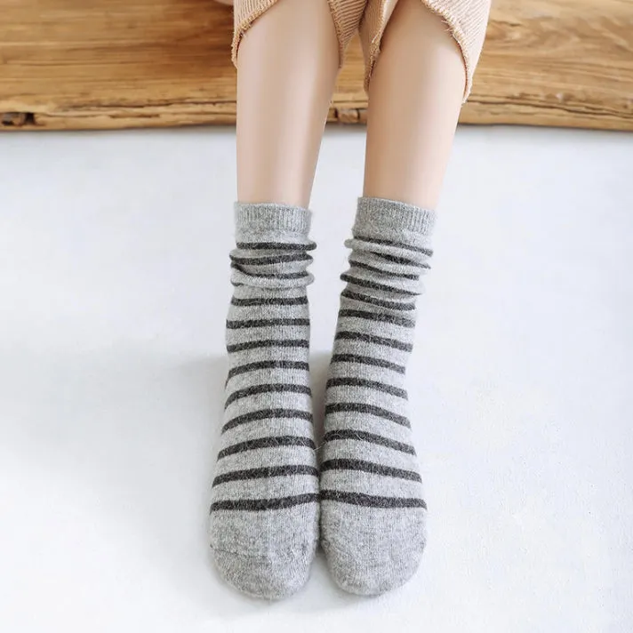 Cozy and Warm | Wool Socks | Grey Stripes