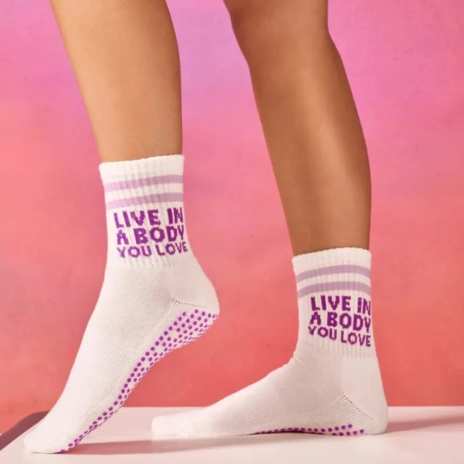 Crew Grip Socks - Lilac Self Love (Barre / Pilates)