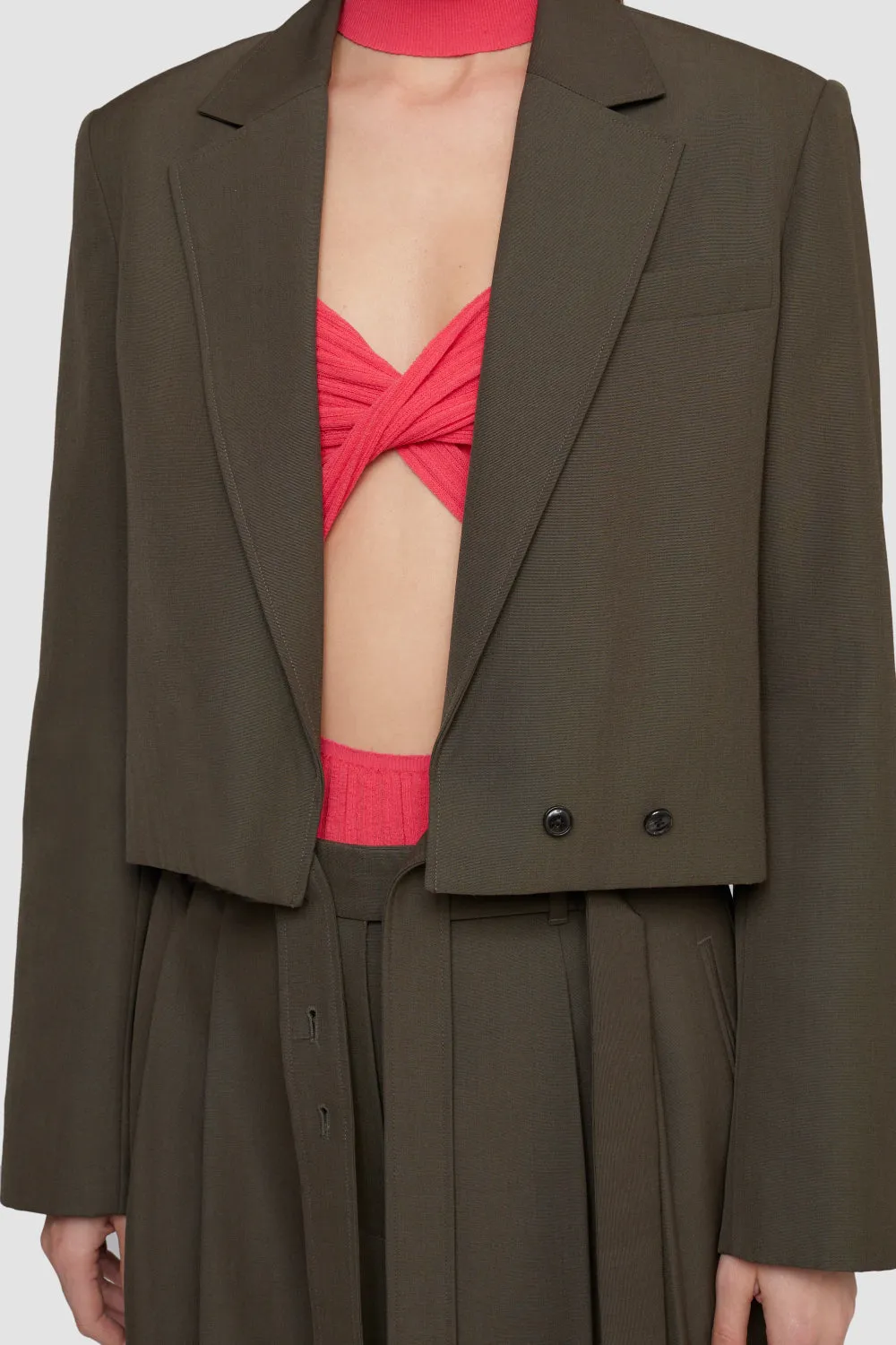 Cropped Blazer With Ties