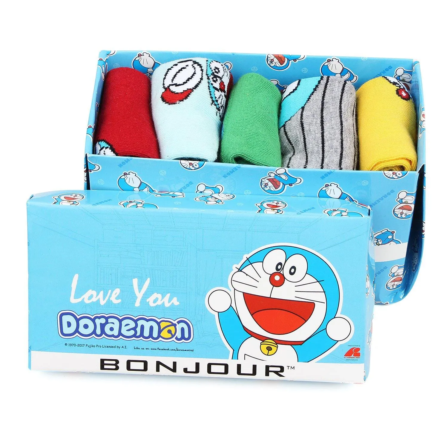 Doraemon Newborn Baby Socks - Pack Of 5