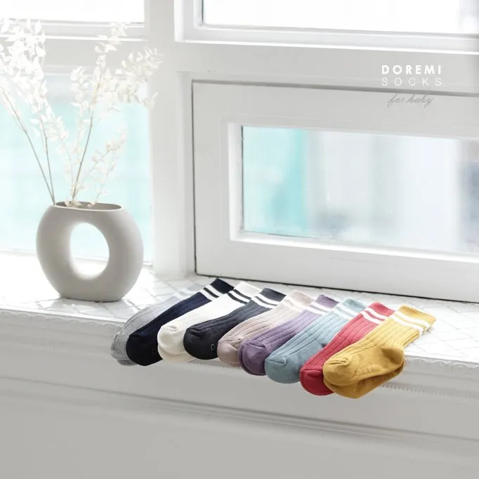 Doremi High Knee Socks - Set of 3 | Trendy Unisex Stripy Socks