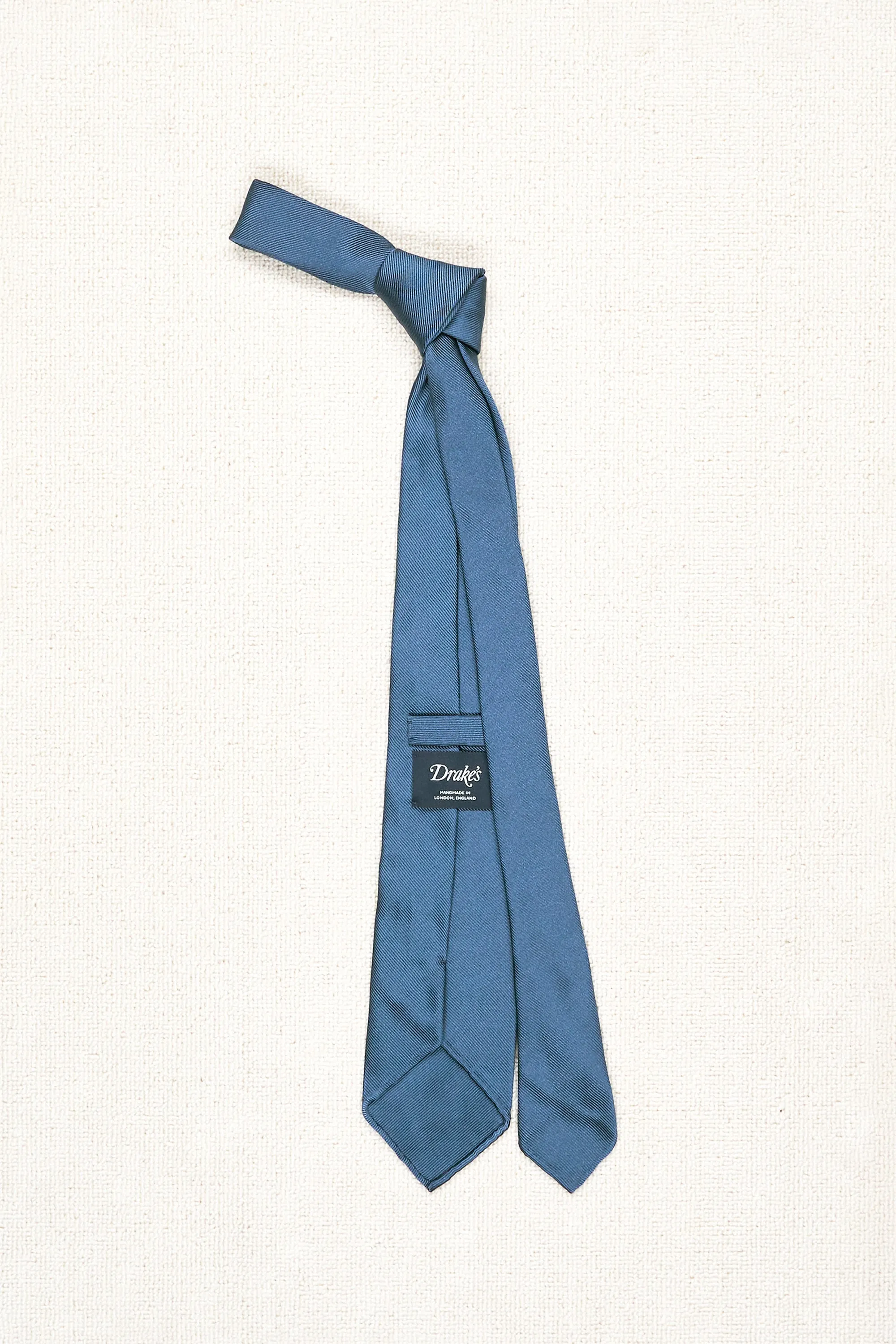 Drake's Blue Solid Woven Silk Tie *sample*