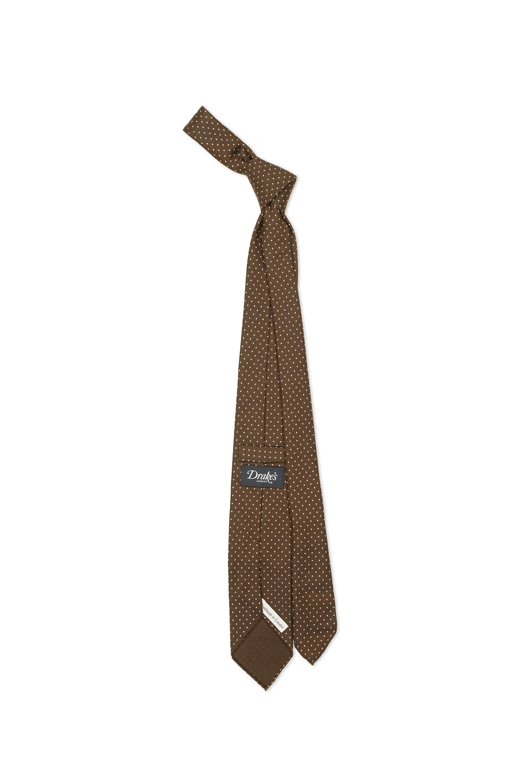 Drake's Brown Spotted Silk Tie