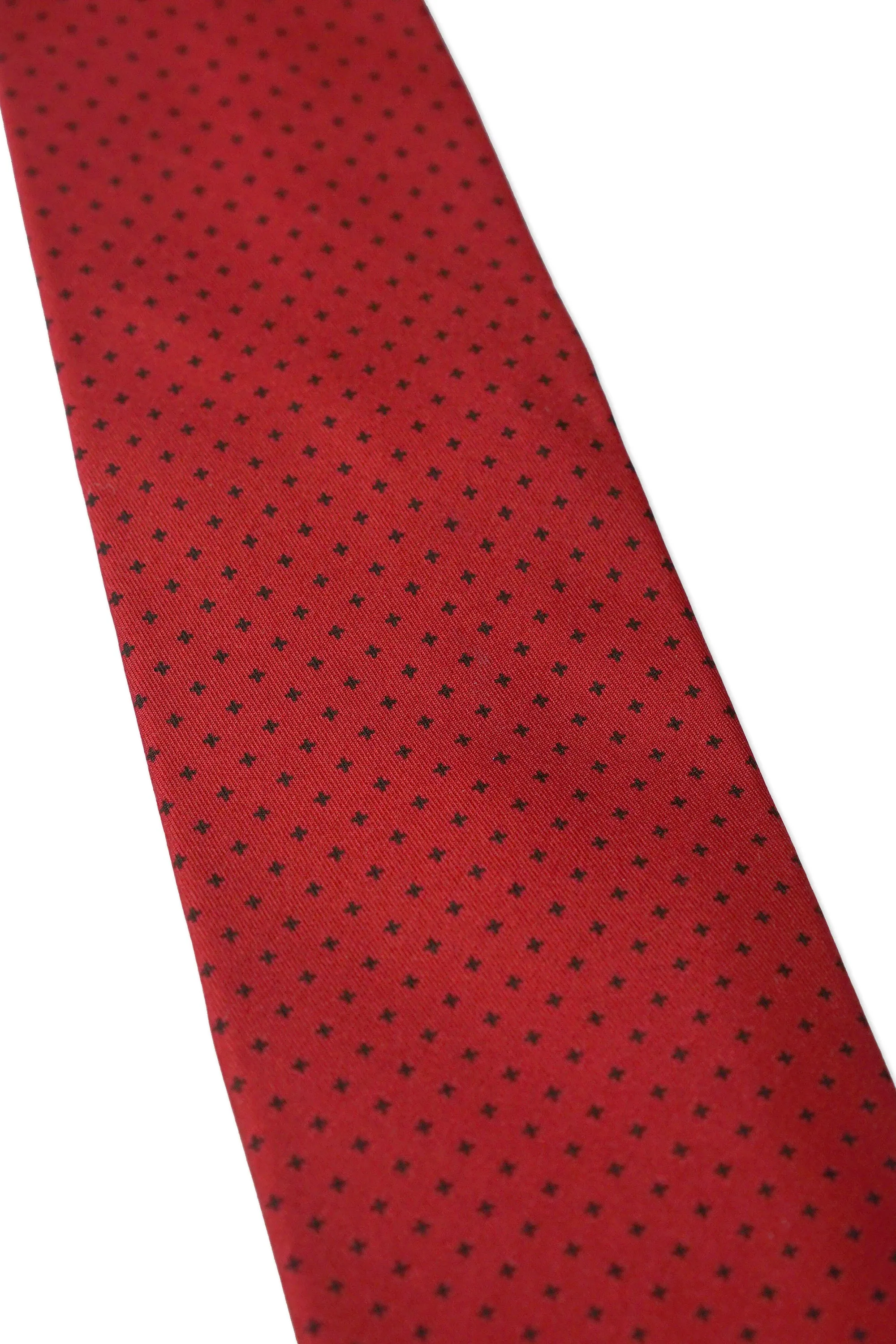 Drake's Red with Black Cross Pattern Silk Tie