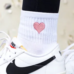 Embroidered Heart Crew Socks