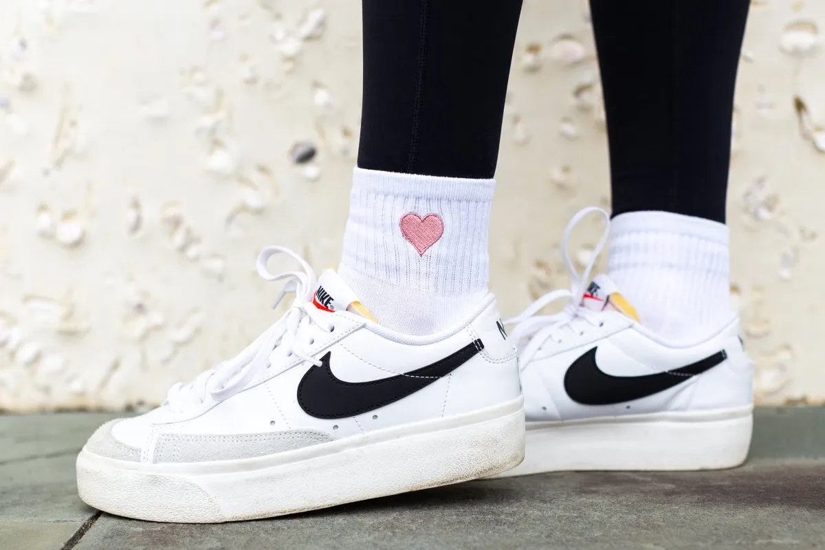 Embroidered Heart Crew Socks