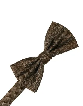 Espresso Herringbone Bow Tie