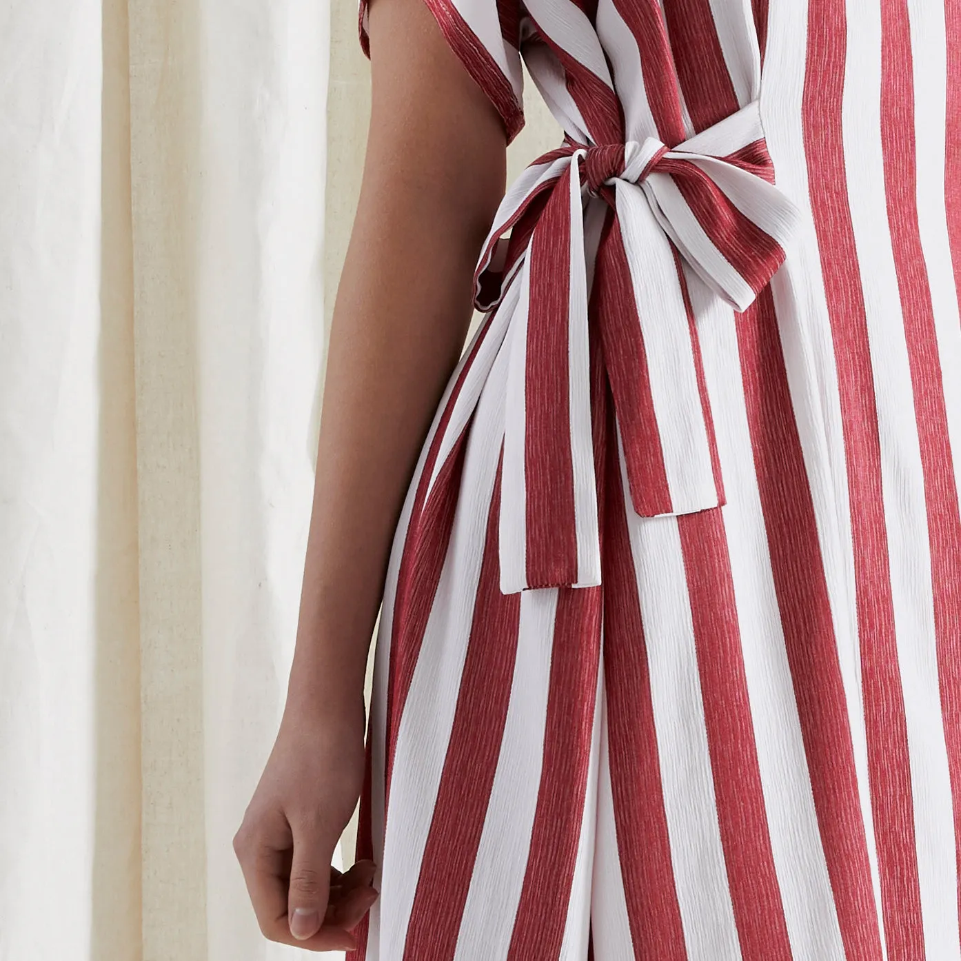 EVE DRESS ~ CONVERTIBLE ~ POMEGRANATE [ Red & White Striped, Waist Ties ]