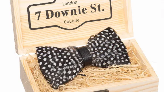 Feather Bow Tie in Black