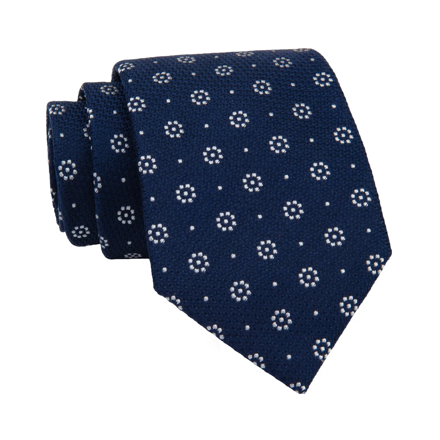 Fort Covington Foulard Silk Tie, Blue / Silver