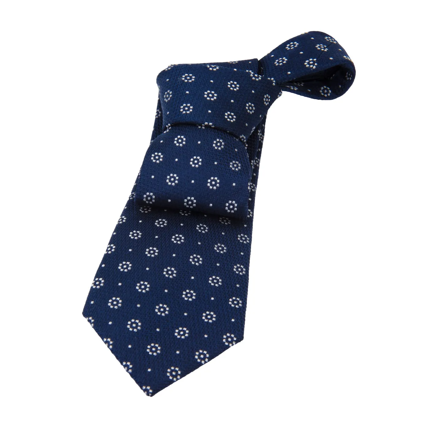 Fort Covington Foulard Silk Tie, Blue / Silver