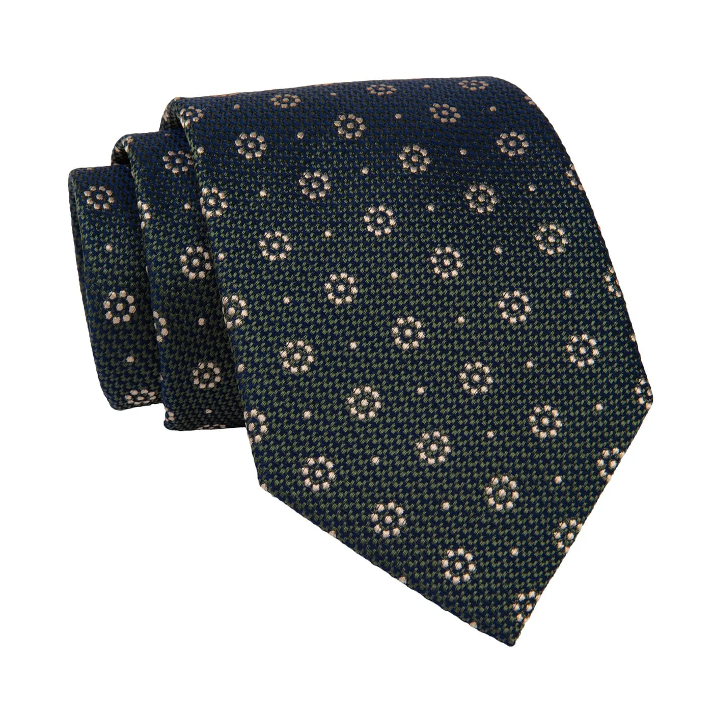 Fort Covington Foulard Silk Tie, Olive Green / Gold