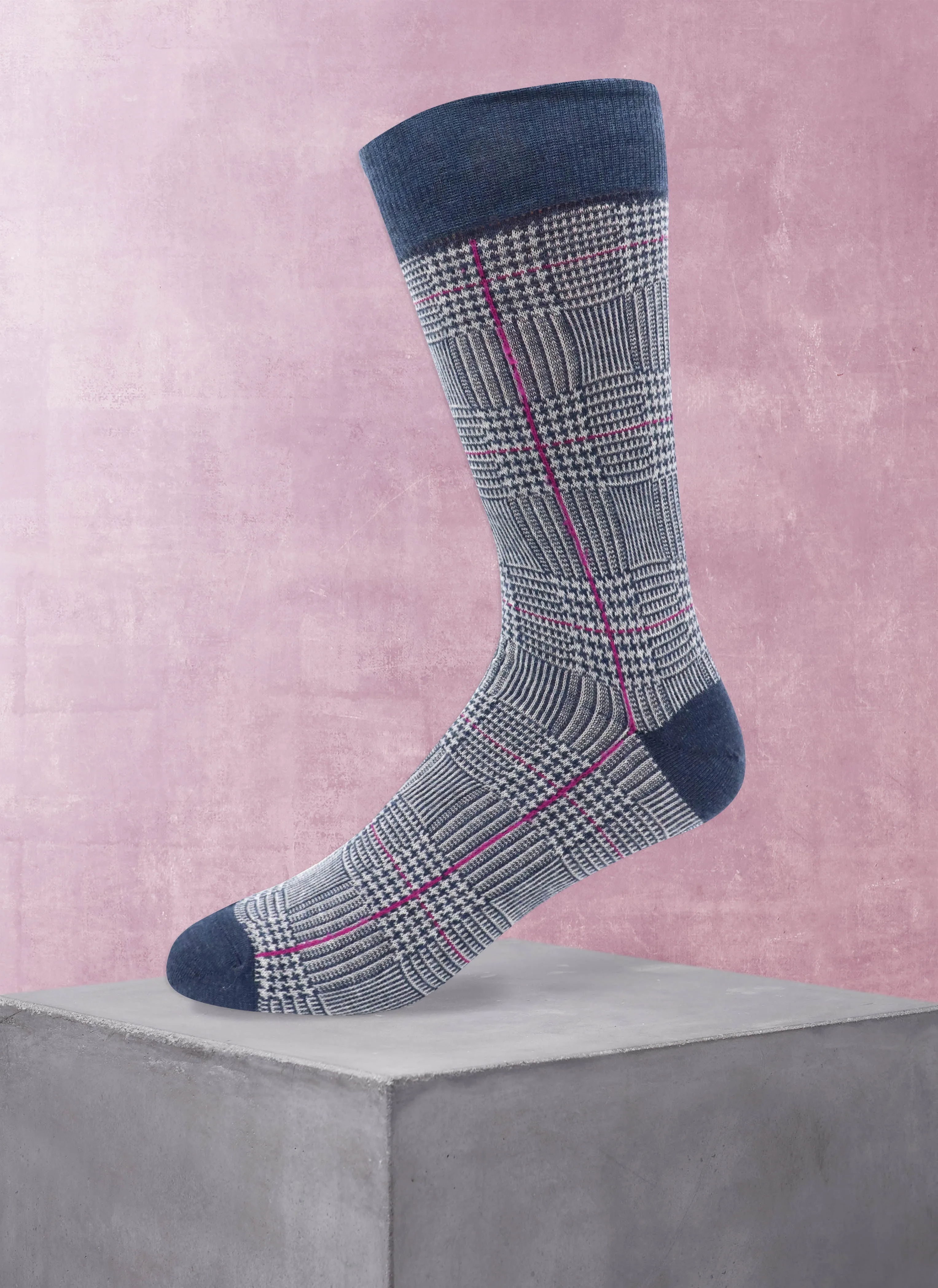 Glen Plaid Sock in Denim