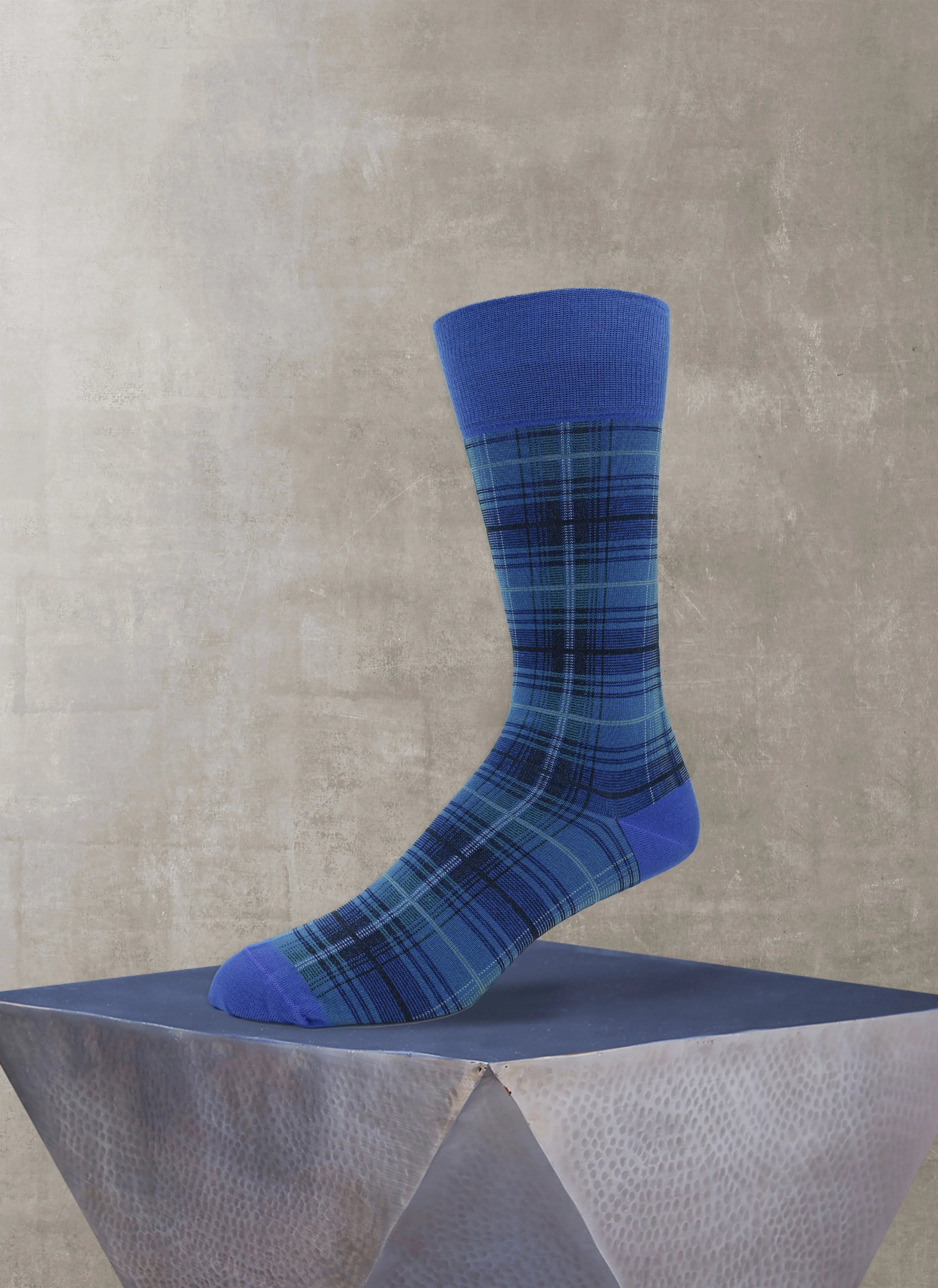 Glen Plaid Sock in Royal Blue