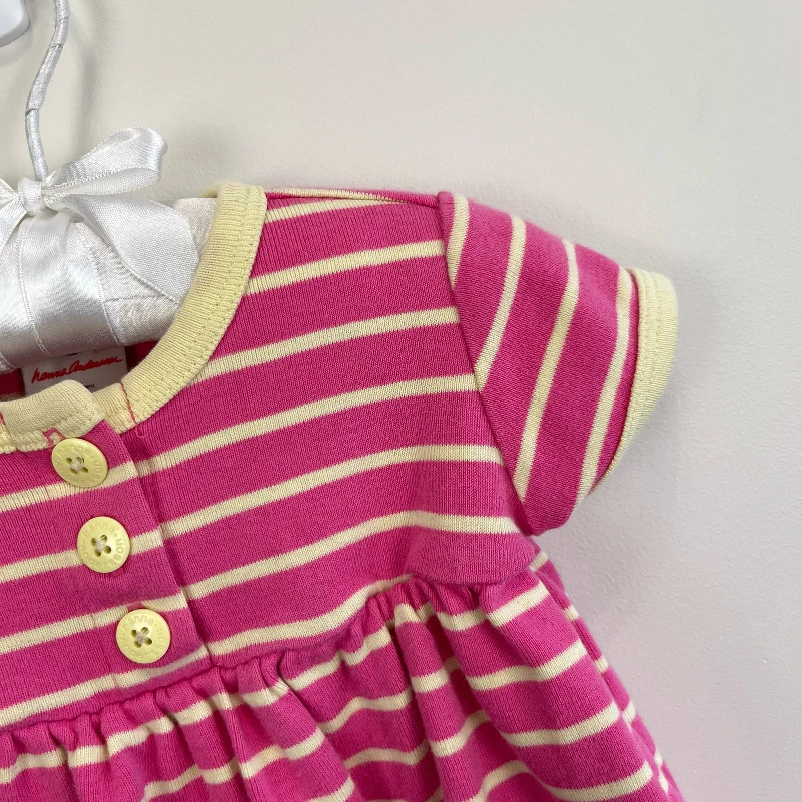 Hanna Andersson Pink & Yellow Striped Dress 60 cm (3-6 Months)