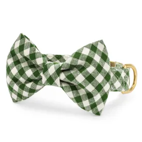 Heather Taylor Home x TFD Mini Gingham Hunter Green Bow Tie Collar