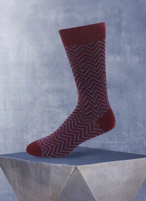 Heathered Chevron Sock in Burgundy