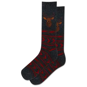 HOTSOX Men's Black Deer Boot Crew Sock