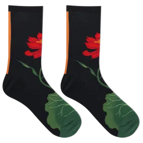 HOTSOX Women's Lotus Floral Crew Sock