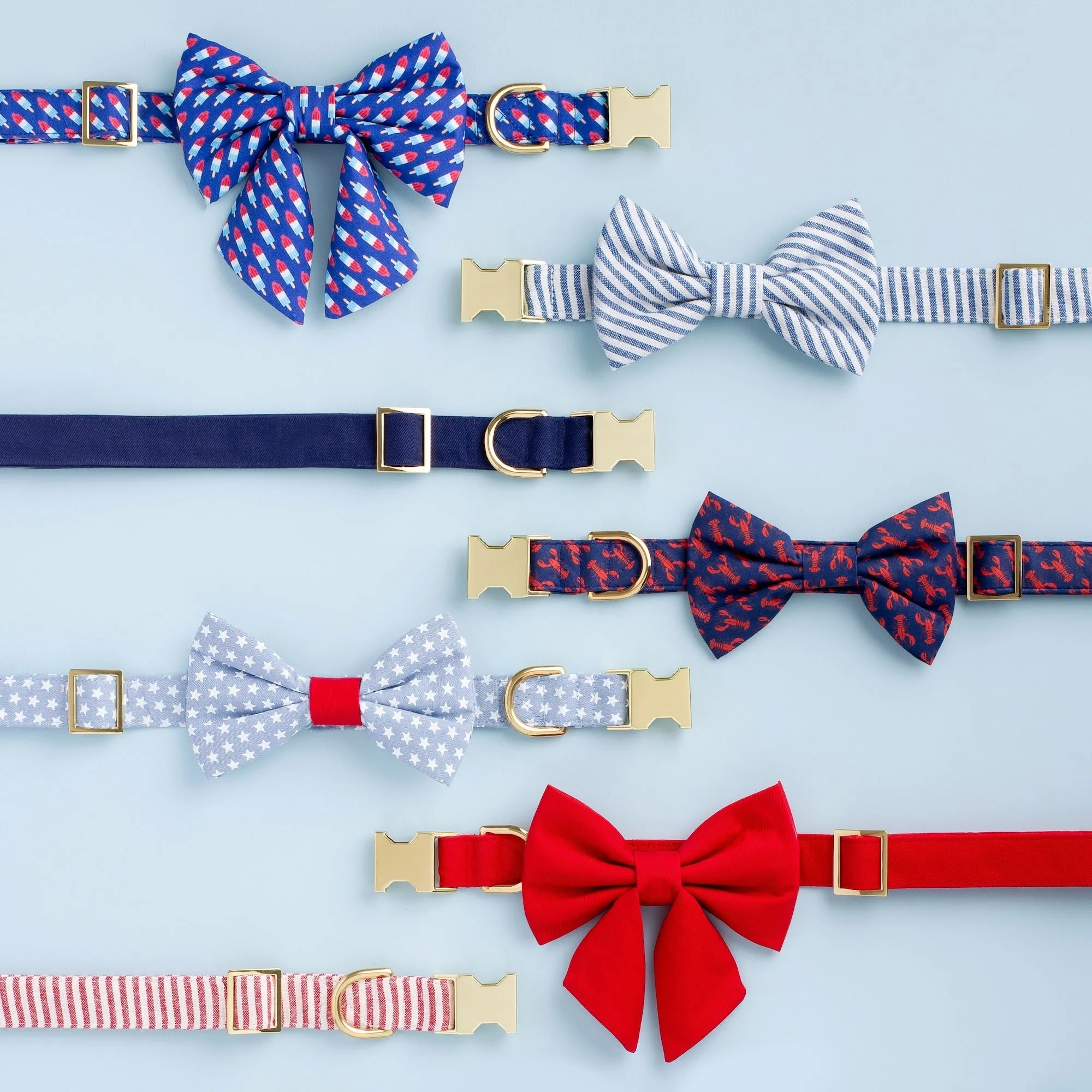 Lake Blue Stripe Dog Bow Tie