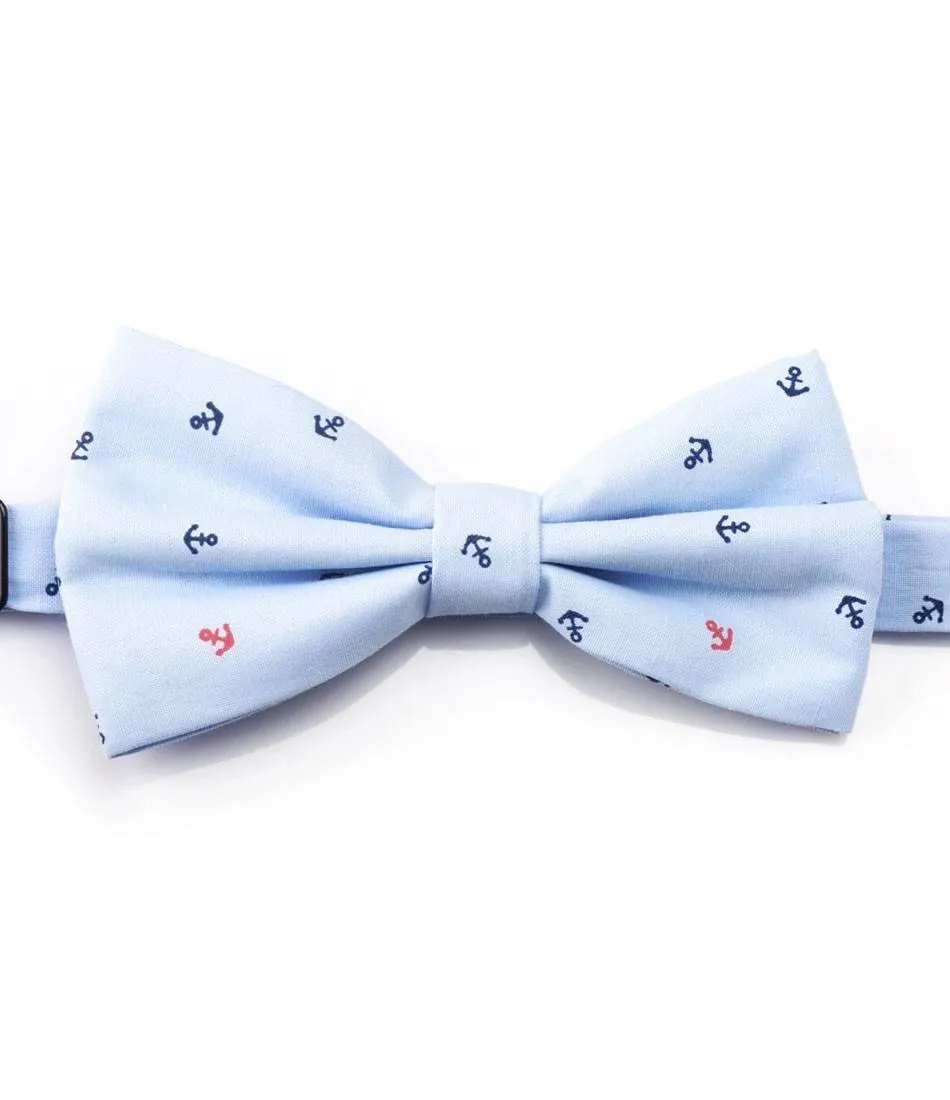 Light Blue Anchor Bow Tie