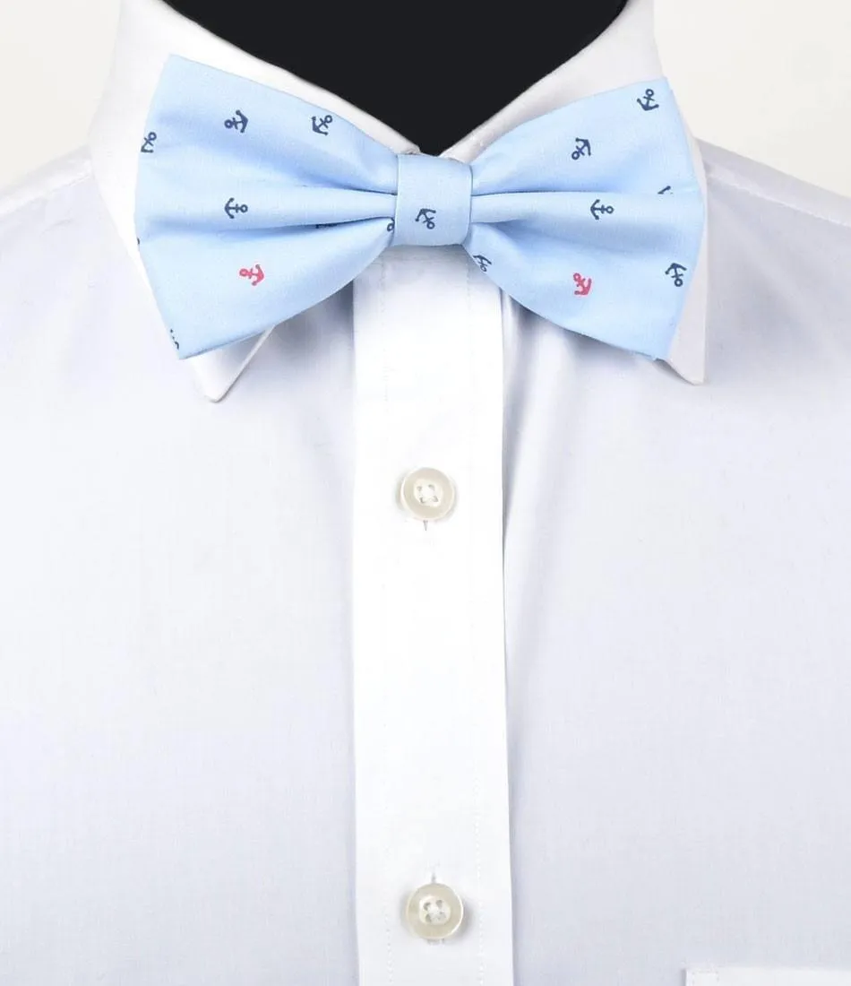 Light Blue Anchor Bow Tie