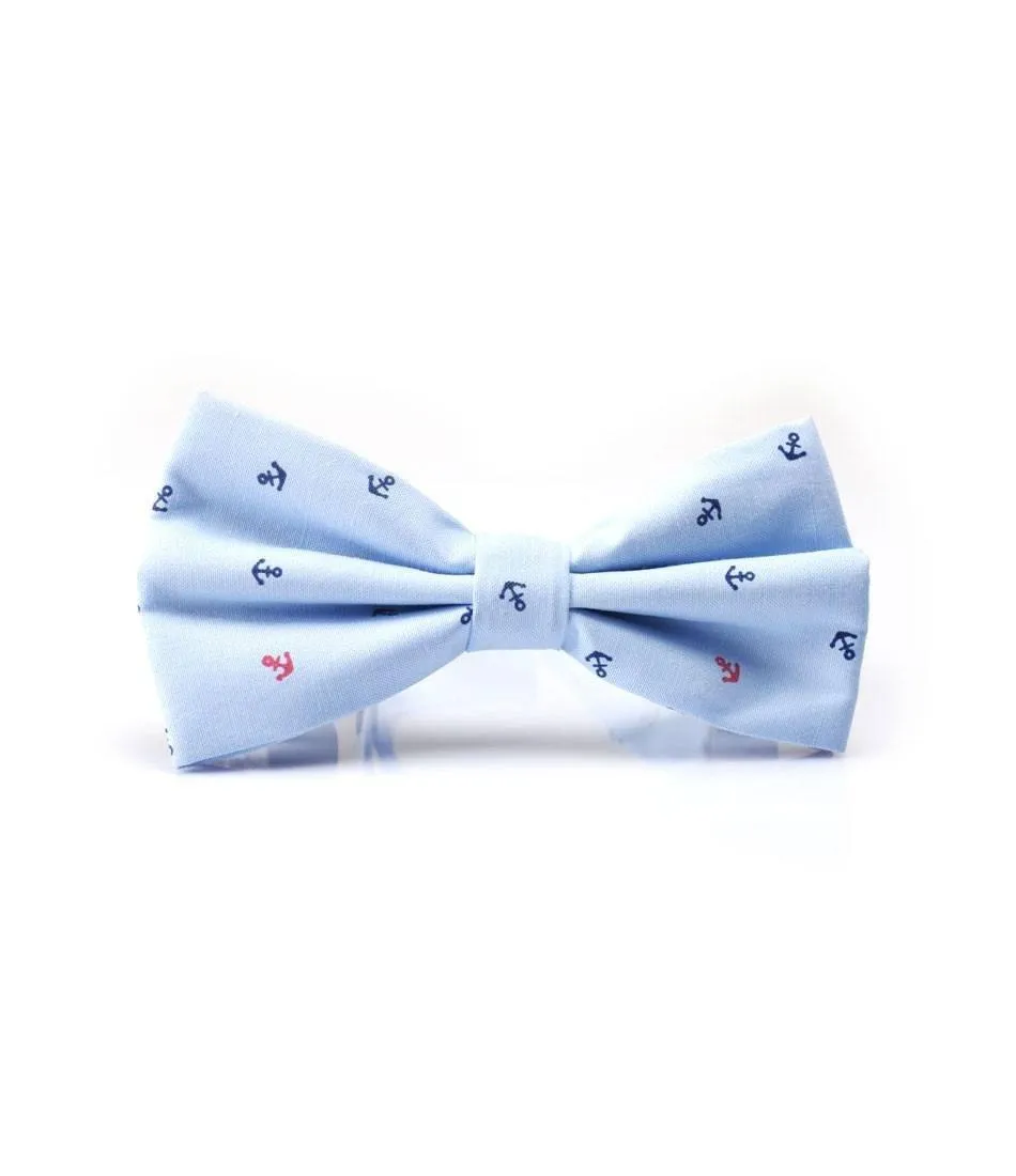 Light Blue Anchor Bow Tie