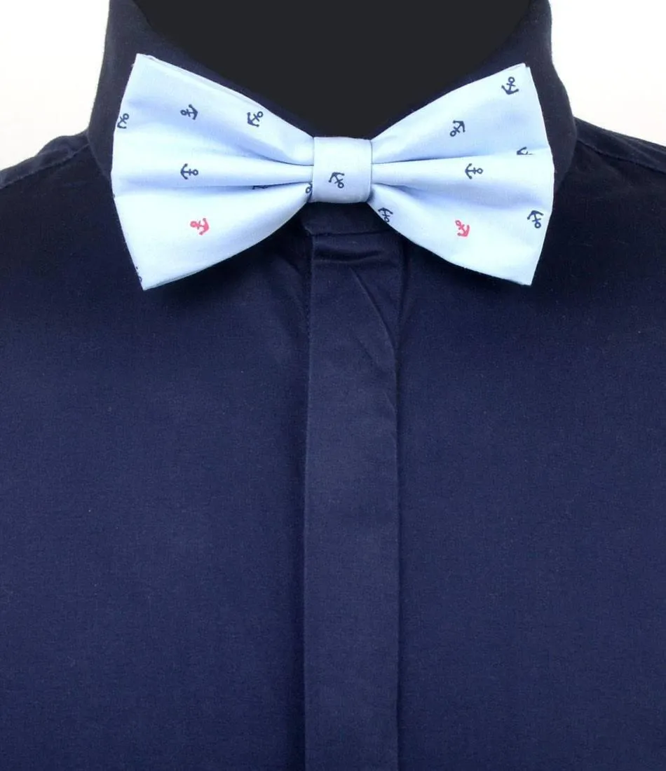 Light Blue Anchor Bow Tie