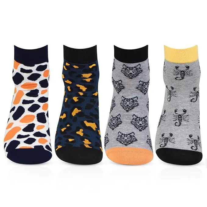 Men's Ankle Length Bold Print Fashion Socks -Pack Of 4