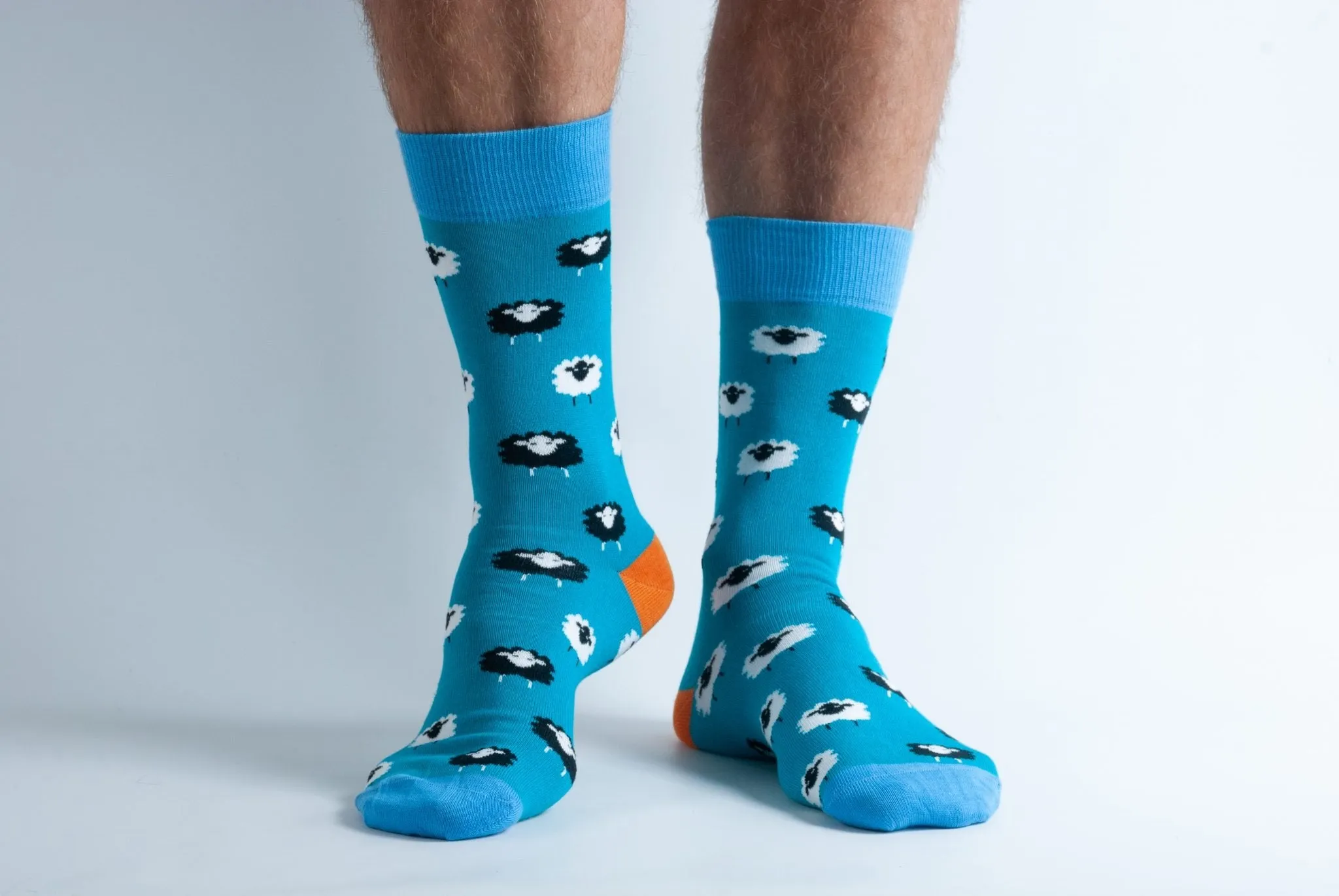 Mens Bambo Socks Doris & Dude Teal/Blue/Orange Sheep 7-11UK