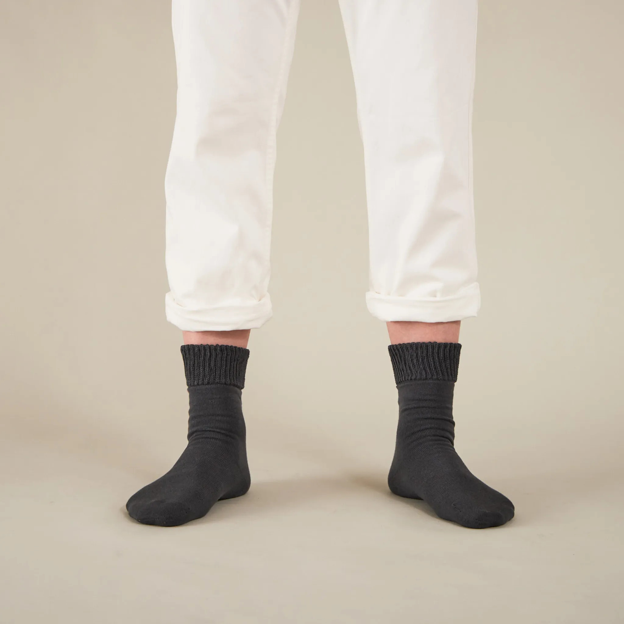 Men's Smooth Heel Socks (double-layered wool blend) - Oversized - 700L