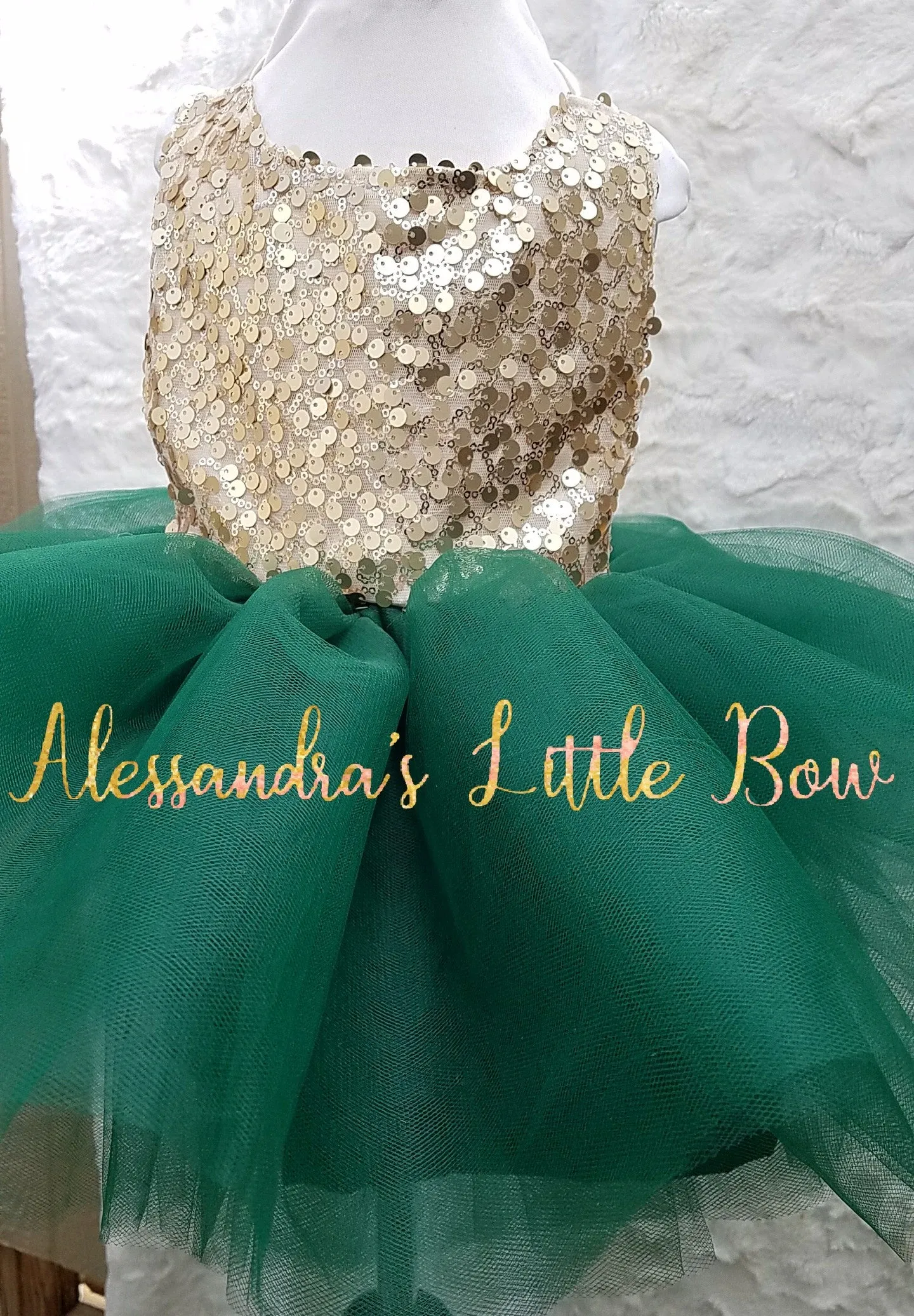 Milani Romper in Hunter Green and gold sequins