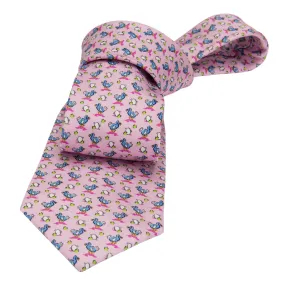 Montauk Ducks Silk Tie, Pink / Blue