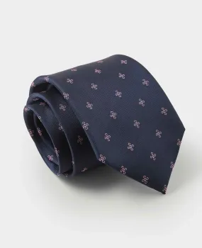 Navy Pink Foulard Silk Tie