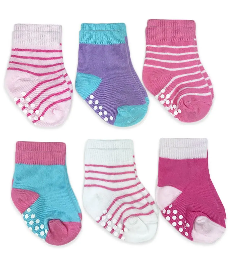 Non-Skid Crew Socks 6 Pair Pack