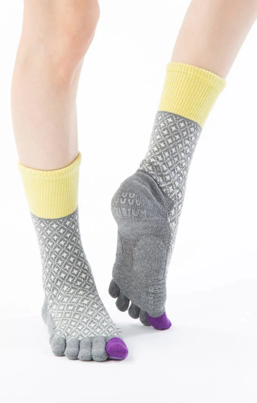 Organic Cotton Diamond Midcalf Grip Socks With *Power Pads*