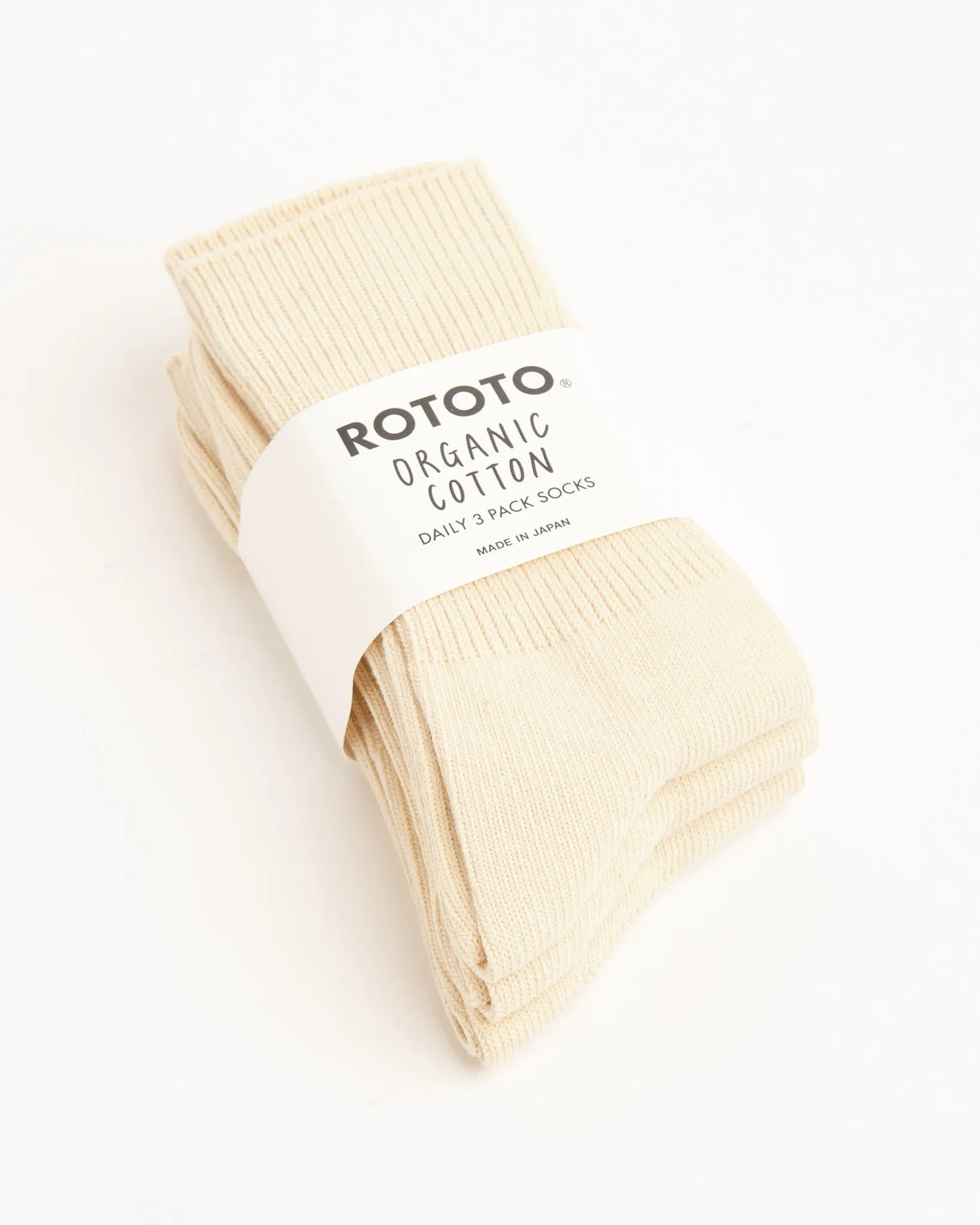 Organic Daily 3 Pack Crew Socks Ecru