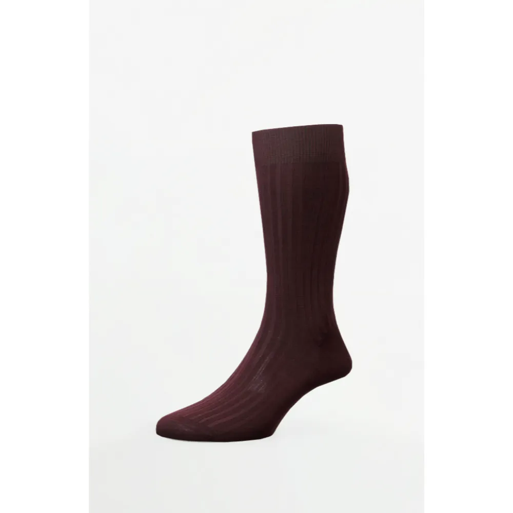 Pantherella - Danvers Burgundy Cotton English Made - Socks