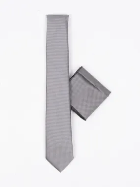 Peiro Butti Tie with Pocket Square Grey Self Weaved PBTPS010