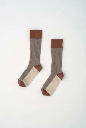 Plaited Rib Socks in Tortoise/ Brindle/Birch