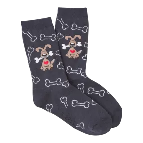 "Dog With Bones" Crew Socks by K Bell - Medium