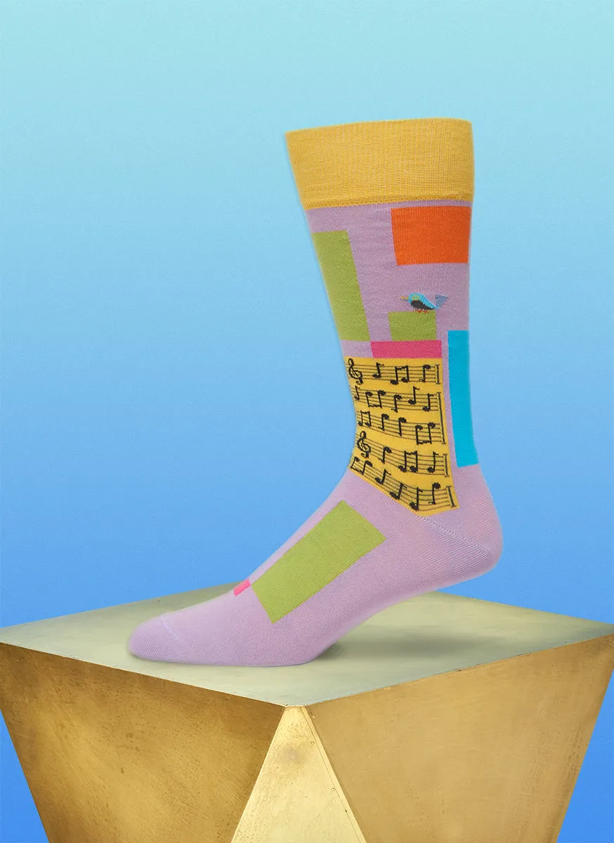 "Supersonic Symphony" Sock in Yellow