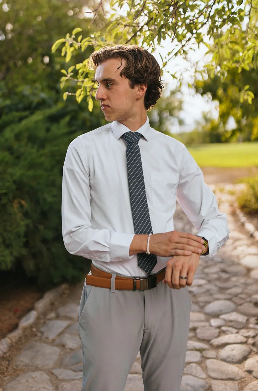 R&B Dark Blue Tie w/ Small White Twill