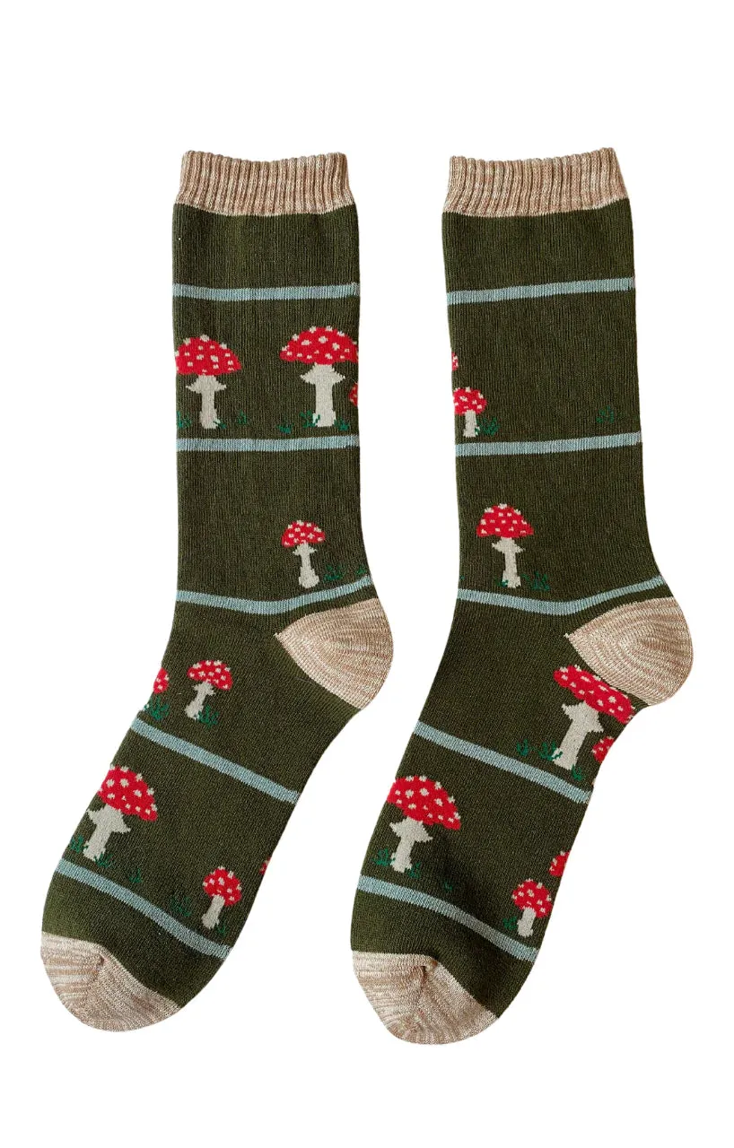 Organic Cotton Crew Socks - Replant Pairs Mushroom Design