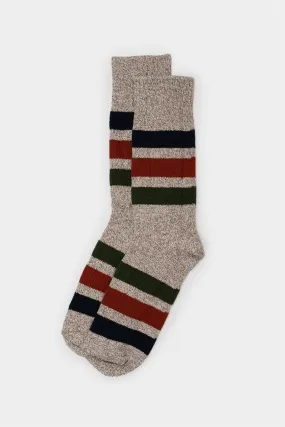 RoToTo Park Stripe Crew Socks / Beige