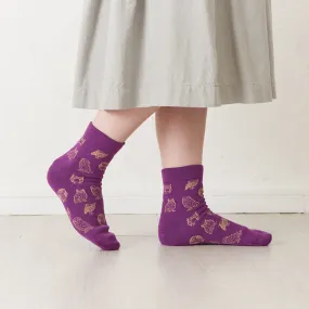 Smooth-heel socks double-layer wool blend [Owls] - 660