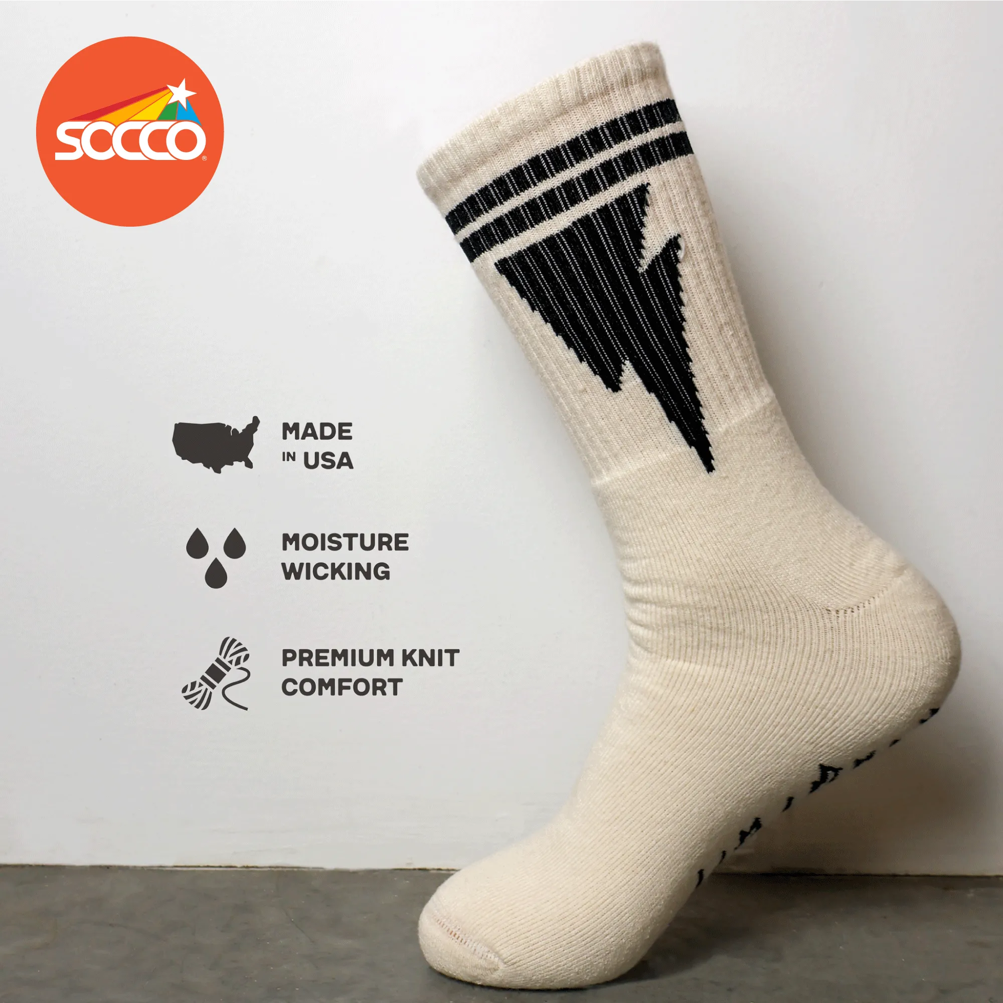 SOCCO Naturals | Mike Vallely Lightning Bolt Socks | Black Stripes