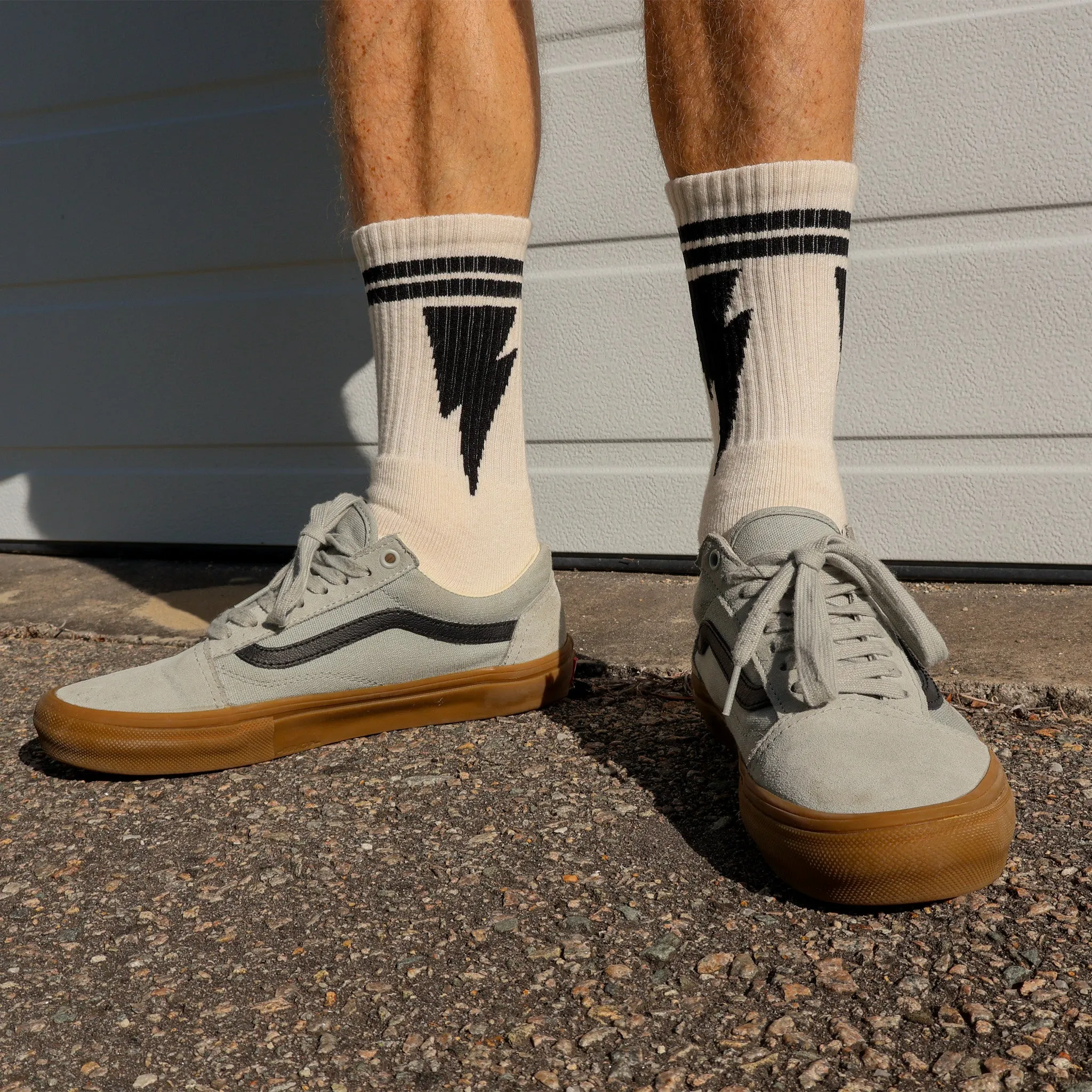 SOCCO Naturals | Mike Vallely Lightning Bolt Socks | Black Stripes