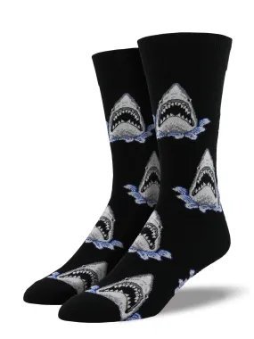 SOCKSMITH MENS SHARK ATTACK BLACK