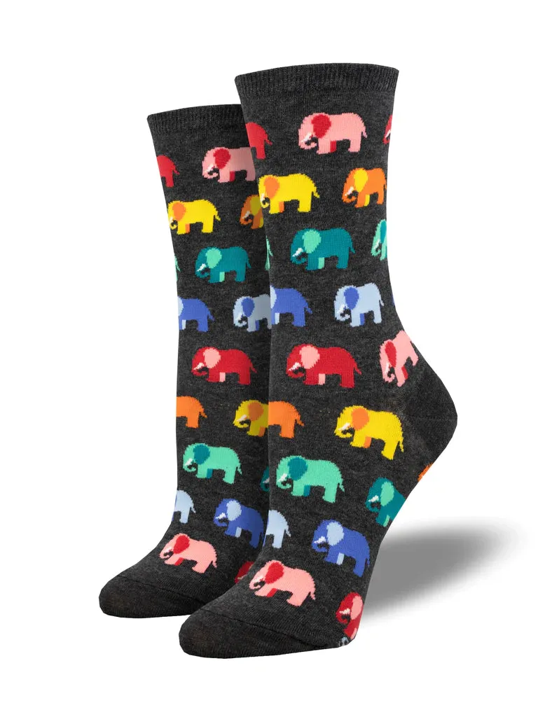 SOCKSMITH WOMENS ELEPHANT IN THE ROOM CHARCOAL HEATHER